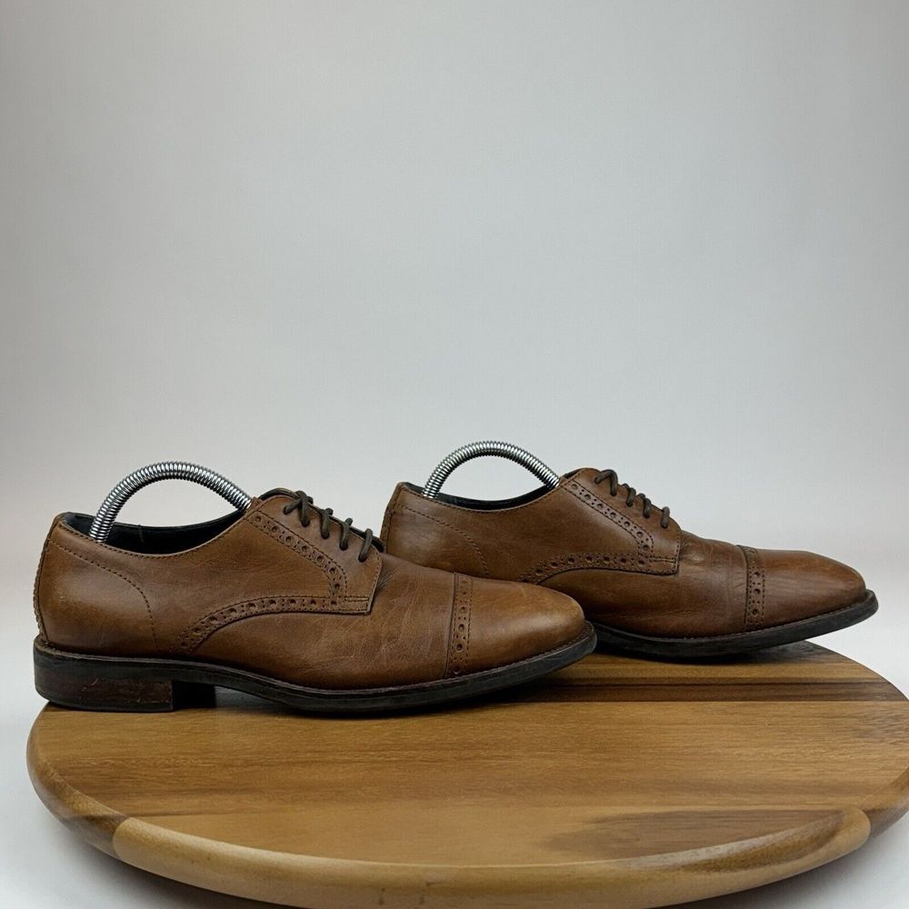 Mens Cole Haan Grand Os Brown Leather Eyelet Cap Toe Oxfords Shoes Size 8 M